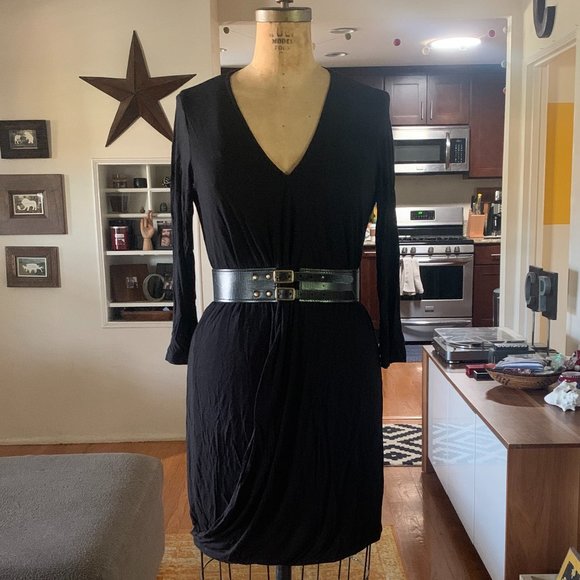 Anthropologie Meadow Rue V Neck Stetchy Dress with Drapey Front and Back Detail - Picture 4 of 7